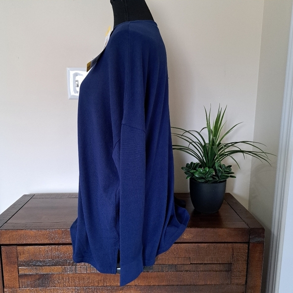 Felina Soft Knit Top Medieval Blue Women's Small Oversized Knit Loose Fit Shirt - Picture 4 of 12